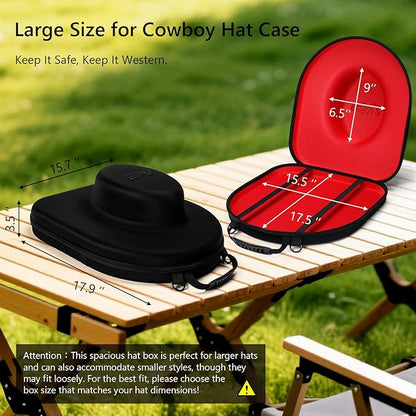 Anysiny Cowboy Hat Box for Travel-Crush Proof Hat Travel Case for Cowboy Hats Holder Storage Box Organizer Cap Carrier with Adjustable Carry Strap