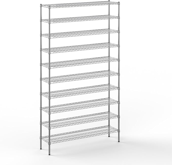 14" Deep x 54" Wide x 96" Height Wire Shelving Kit | 10-Tier | NSF Commercial Storage Rack Unit