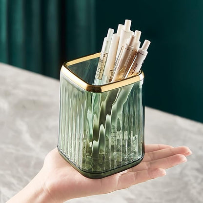 2 Pcs Makeup Brush Holder Green Acrylic Makeup Brushes Organizer Pen Pencil Holder Cosmetic Brush Holder for Vanity Bathroom Decor Valentines Day Gift