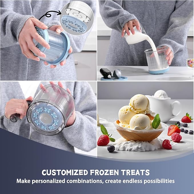 Creami Containers Replacement for Ninja Creami Pints and Lids - 4 Pack, 16oz Cups Compatible with NC300 NC301 NC299AMZ Series creamy Ice Cream Maker, Creami accessories