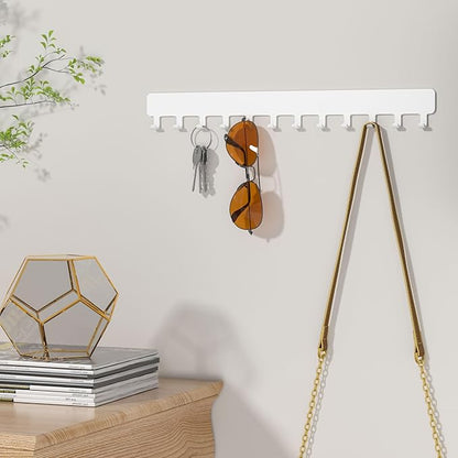 Bussdis Necklace Holder - Hanging Jewelry Organizer, Self-Adhesive, Wall Mount, 2 Pack, White