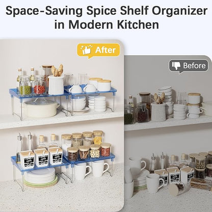 STARLATTA Acrylic Cabinet Organizer Shelf,4 Pcs Stackable Kitchen Counter Shelves,Spice Rack,Countertop Organizers,Clear Plastic Storage Organization for Makeup, Bathroom,Cupboard,Desk,Pantry