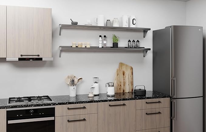 AmGood 8 in. x 60 in. Stainless Steel Wall Shelf | NSF | Metal Shelving | Garage, Laundry, Storage, Utility Room | Restaurant, Commercial Kitchen