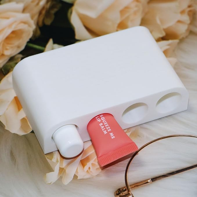 PIAOLGYI Under Desk Lip Balm Holder,Chapstick Holder Holds 4 Standard Tubes of Chapstick(White)