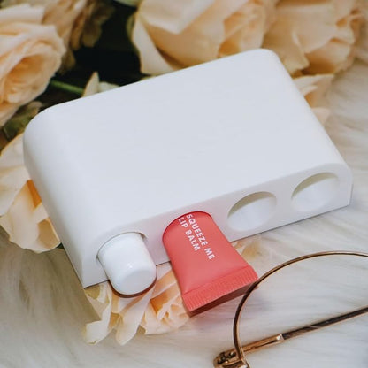 PIAOLGYI Under Desk Lip Balm Holder,Chapstick Holder Holds 4 Standard Tubes of Chapstick(White)