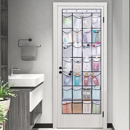 MISSLO 28 Large Pockets Over The Door Shoe Rack Hanging Shoe Organizer for Closet Door Shoe Storage Holder Mesh Hanger, White