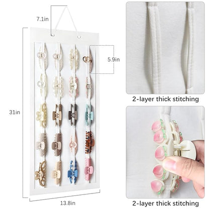 SMUK Hair Claw Clip Holder for Girls, Hanging Claw Clips Storage Organizer for Women, Hair Clip Stand Holder for Wall, Door, Closet, Big Claw Clip Display for Teen Girls