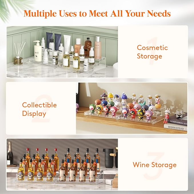 Lifewit Plastic 2 Pack 3-Tier Spice Rack, Clear Spice Organization for Cabinet, Counter, Organizer Shelf for Condiment, Seasoning, Syrup, Liquor, Medicine and Perfume for Kitchen, Pantry, Bar, Bath