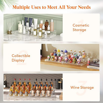 Lifewit Plastic 2 Pack 3-Tier Spice Rack, Clear Spice Organization for Cabinet, Counter, Organizer Shelf for Condiment, Seasoning, Syrup, Liquor, Medicine and Perfume for Kitchen, Pantry, Bar, Bath