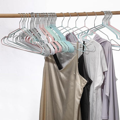 Wesiti 100 Pcs Metal Wire Non Slip Hangers for Clothes Space Saving Hanger Strong 15.7 in Triangle Clothes Coat Suit Bridal Boutique Dress for Closet Dorm Rack(Pink)