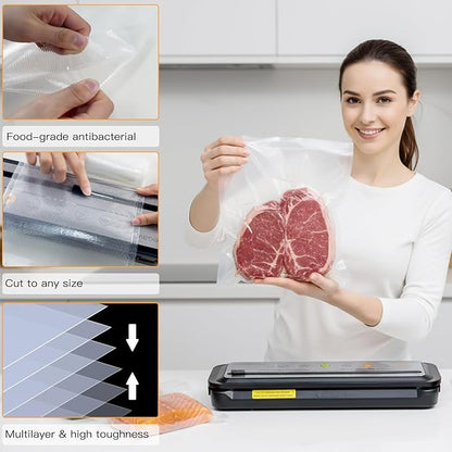 MEGAWISE Vacuum Sealer Bags (8''x 12''-110pcs) for Food Freshness Preservation, BPA Free Vacuum Storage Bags for Food or Sous Vide, Seal a Meal,Double-Sided Texture, Double Lock Freshness (110 count)