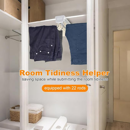 Pull Out Pants Rack Pants, 22 Arms Steel Pull Out Pants Rack 33lbs 23.2 * 18.1 * 3.7inch Hanging Installation Pants Hanger Bar Clothes Organizers for Hanging Jeans Pants Ties & Scarves (Beige)