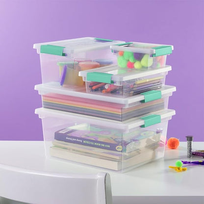 Sterilite 30-Pack Clip Box, Stackable Clear Plastic Bins with Latching Lids, Small - Writing, Arts or Crafts Supplies Storage Containers for Home, Office, Classroom and Workshop Organization