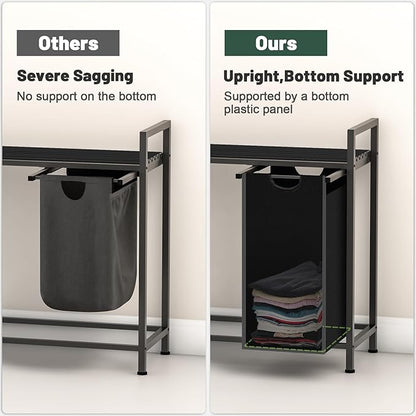 Sonharlar Laundry Hamper, Laundry Sorter with 4 Pull-Out Removable Oxford Fabric Bags Cloth Laundry Basket 4 x 10 Gallons (Charcoal Black)