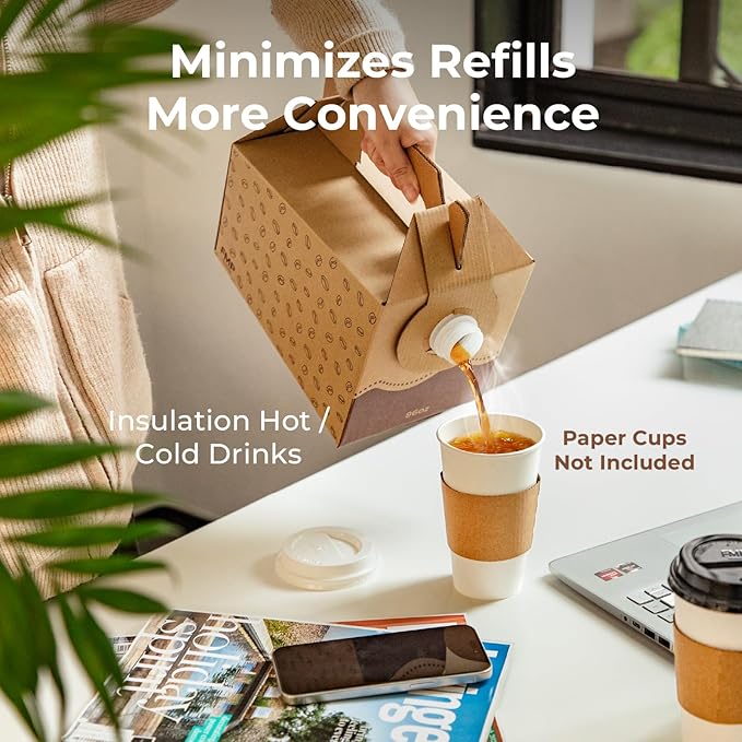 Fit Meal Prep 5 Pack 96 oz Disposable Coffee Dispensers with Handle, Insulated to Go Storage Containers, Portable Coffee Box Cold Hot Drink Dispenser Bulk for Party, Catering, Office, Take Out
