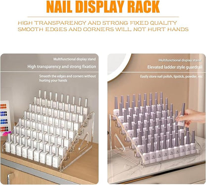 Acrylic Nail Polish Organizer Rack,7-Tier Nail Polish Holder Stand, 2 Pack Storage Holder Stand,Sunglass Organizer, Essential Oils Storage Shelf, Holds Up to 84 Bottles