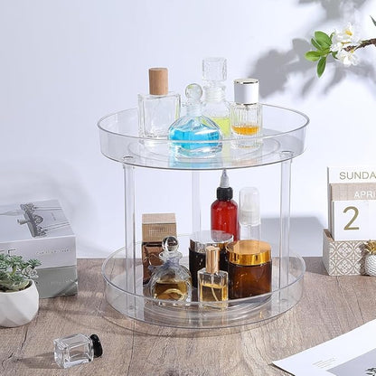 360 Acrylic Rotation Makeup Organizer Clear Acrylic Lazy Susan Turntable Organizer for Cabinet Kitchen Pantry Organization Storage Makeup Bathroom Countertop Organizing Rotating Spice Rack