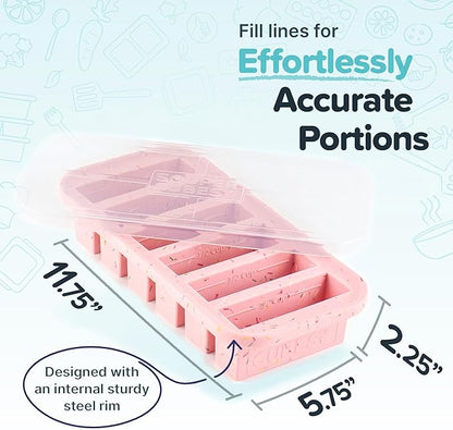 Souper Cubes 1/2 Cup Silicone Freezer Mold, Perfect for Storing Soups, Sauces, Juices, Desserts, Smoothie Prep and More, Half Cup Silicone Freezer Tray - Cotton Candy - 1-Pack