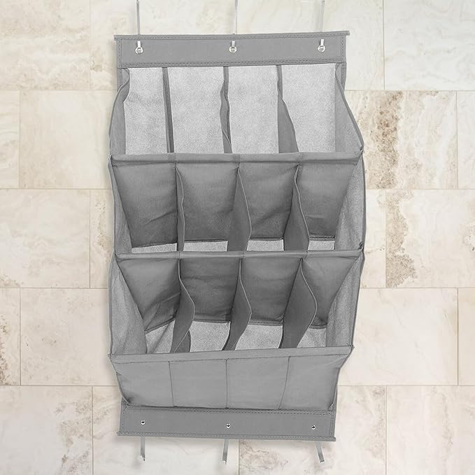 GLEAVI Foldable Over-the-door Shoe Organizer 12-grid Hanging Shoe Rack Breathable Mesh Storage for Apartment Closet Narrow Door Holder