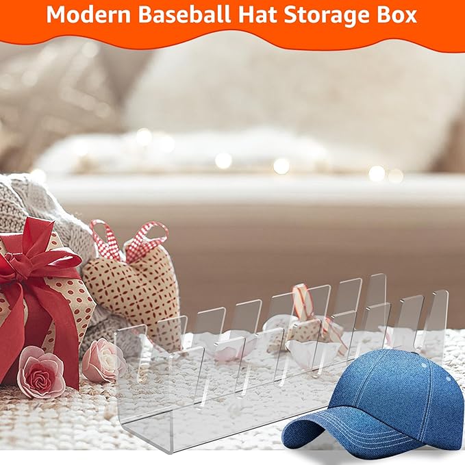 2pc Hat Organizer For Baseball Caps,No Install Basketball Cap Storage Rack,Accommodate 2x7 Baseball Caps,Acrylic Hat Display Rack Hat Rack Hat Storage In Cloakroom/Wardrobe/Bedroom/Dressing Table