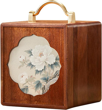 Wooden Jewelry Box for Women Walnut Wooden Jewelry Box with handle 4-Tier Jewelry Organizer for Rings, Necklaces