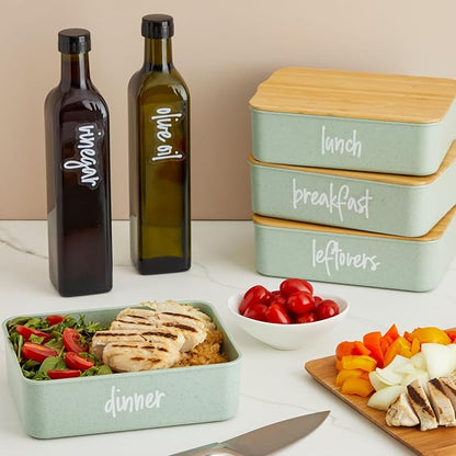Talented Kitchen Labels for Storage Bins - 158 Count, White Script Vinyl - Removable Waterproof Labels for Food Containers & Pantry, Kitchen & Freezer Organization