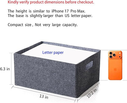 Self-supporting collapsible felt storage basket in darkgrey for storaging and sorting of clothes, toys and office files