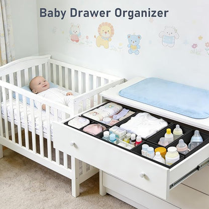 DIMJ Drawer Organizer Clothes Storage - 28 Pack Baby Dresser Organizer for Nursery, Foldable Closet Drawer Organizer Bins for Bedroom Organization, Fabric Storage Dividers for Socks, Underwears, Bras