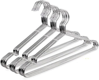 OIKA 30 Pack Heavy Duty Stainless Steel Hangers, Space-Saving Silver Clothes Hangers for Coats, Dresses, Shirts, Slacks with Non-Slip Groove Design, Ideal for Closet/Dorm/Laundry/Outdoor Use
