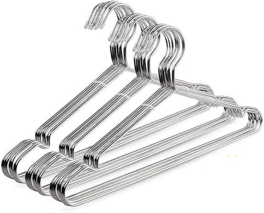 OIKA 30 Pack Heavy Duty Stainless Steel Hangers, Space-Saving Silver Clothes Hangers for Coats, Dresses, Shirts, Slacks with Non-Slip Groove Design, Ideal for Closet/Dorm/Laundry/Outdoor Use