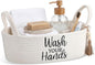 Wash Your Hands Bathroom Decoration Beige Cotton Rope Toilet Basket Toilet Paper Holder Basket Rustic Bathroom Organizer Farmhouse Home Decoration Organizing Small Baskets