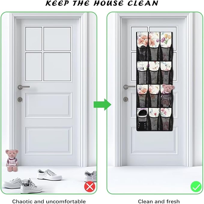 Dragonfly Flower Over the Door Organizer Hanging Shelves,Quick Dry Shoe Storage Hanging Bag,Small Hanging Shoe Rack for Closet,Stable Spice Rack for Kitchen,Organizer for Bedroom