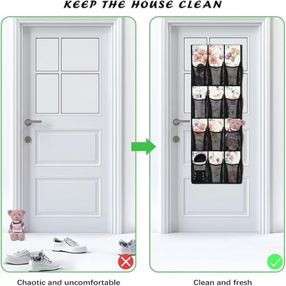 Dragonfly Flower Over the Door Organizer Hanging Shelves,Quick Dry Shoe Storage Hanging Bag,Small Hanging Shoe Rack for Closet,Stable Spice Rack for Kitchen,Organizer for Bedroom