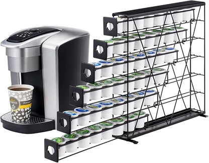 K Cup Holders for 6 Tier, 48 Pods K Cup Storage, Coffee Pod Holder for Countertop, K Cup Organizer Coffee Bar Accessories Black Metal
