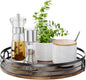 LAMU 12'' Lazy Susan Turntable Organizer for Cabinet, Round Wood Lazy Susan for Table Top, Countertop, Kitchen, Pantry, Spice, Bathroom Vanity, Decor