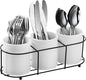 Bekith 3-Piece Ceramic Silverware Caddy with Metal Rack, Utensil Holder Flatware Caddy Cutlery Storage Organizer for Kitchen Table, Cabinet or Pantry