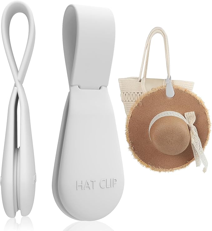 Fikoksol Magnetic Hat Clip 1-Pack - The Light Gray Hat Clip for Travel on Bag, Magnetic Hat Clips for Bag, and Secure Hat Holder for Travel on Caps & Beach Hats, Vacation Essentials