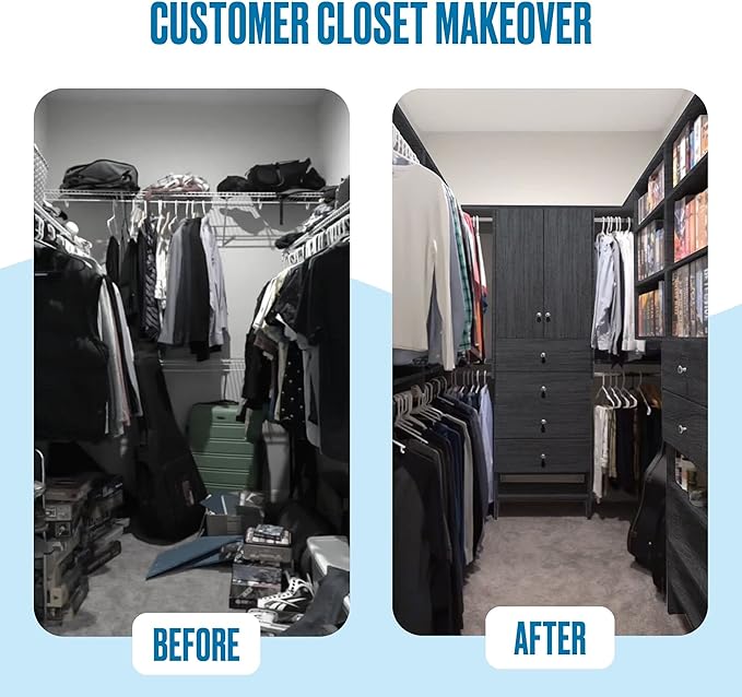 Medium Hanging Closet Unit - Modular Closet System For Hanging - Corner Closet System - Closet Organizers And Storage Shelves (Grey, 24 inches Wide) Closet Shelves