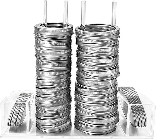 2-In-1 Mason Jar Lid Organizer, Acrylic Lid Storage Organizer for Regular & Wide Mason/Canning Lids, Holds 14 of Each Size, Canning Rack for Cabinet, Countertop & Pantry