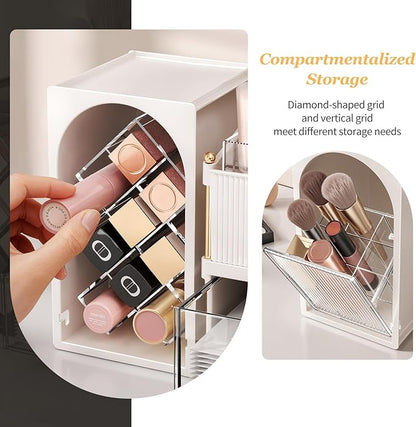 INVSSENE Stackable Makeup Organizer Countertop, Storage Perfume Skincare Cosmetic Lipstick Face Mask Makeup Brush Palettes, Ideal for Vanity Bathroom Counter