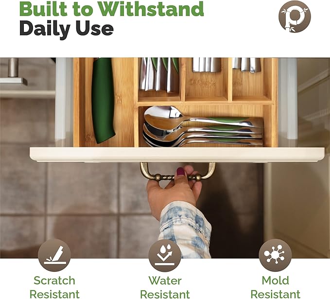 Pristine Bamboo Silverware Organizer - Small Extra-Deep Wooden Kitchen Drawer Organizer Divider for Spoons, Forks, Knives & Cutleries - 5 Slots