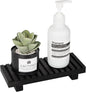Bathroom Tray Rustic Farmhouse Bathroom Decor Wood Display Stand Riser Kitchen Soap Dish Holder for Vanity, Countertop, Sink, 8.6 * 3.6 Black