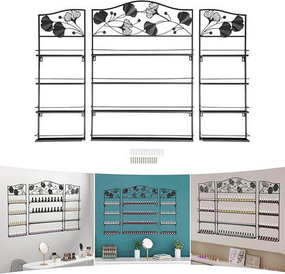4 Tier Wall-Mounted Nail Polish Storage Racks 3PCS Metal Nail Polish Organizer Shelf for Wall Cosmetic Display Cases Perfume Lipstick Display Stand for Home Spa Nail Salon