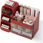 Booklov Makeup Organizer for Vanity, Large Capacity Cosmetic Display Case with Clear Acrylic Drawers, Countertop Beauty Storage Holder for Skincare, Brush Eyeshadow Lipstick, Counter Desk, Crystal Red