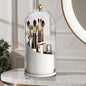Makeup Brush Holder with Lid Cosmetic Tools Organizer 360 Rotating Waterproof Dustproof Make Up Brushes Storage for Vanity Bathroom Countertop