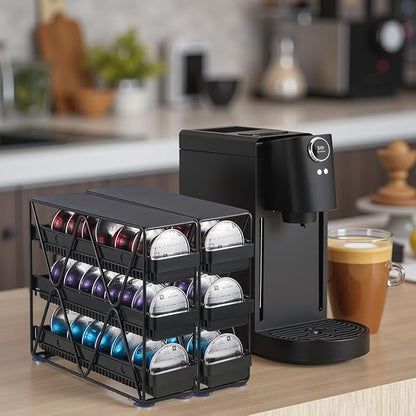 coffee Pod Holder 3 Tier Coffee Pod Holder For Countertop With 24 pods,Black 1pcs