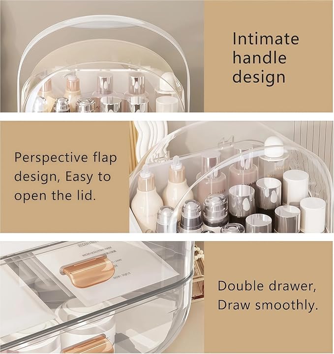 Makeup Organizers for Vanity, Skincare Organizers Cosmetic Display Cases with Transparent Cover, Teen Girls Gift for Bathroom Countertop, Lipstick Organizer