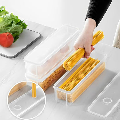 ZENFUN Set of 6 Pasta Storage Containers with Lid, Airtight Spaghetti Noodle Holder Rectangular Chopstick Storage Box Sealed Noodle Canisters for Refrigerator, Kitchen Pantry, 3" x 12" x 3", BPA-FREE