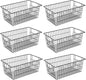 Redrubbit Wire Storage Baskets, Large Farmhouse Metal Freezer Basket Storage Organizer Bins with Handles for Kitchen Cabinets, Pantry, Closets, Bedrooms, Bathrooms, Set of 6, Black