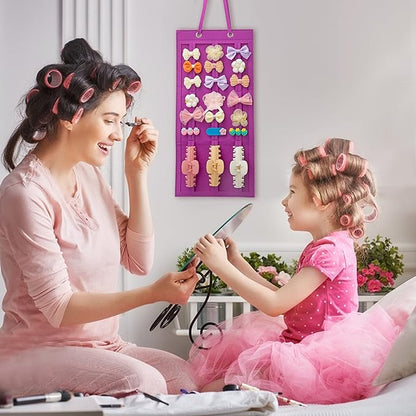 SMUK Hanging Hair Claw Clip Organizer - Large & Small Claw Clip Storage Display for Thick Hair, On Wall, Door, Wardrobe